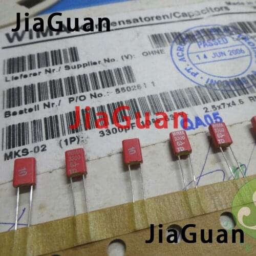 20pcs NEW WIMA MKS02 0.0033uF/63V P2.5MM audio film capacitor mks02 332/63v 3.3nf mks-02 3300pf 3n3 332 63v 3300p