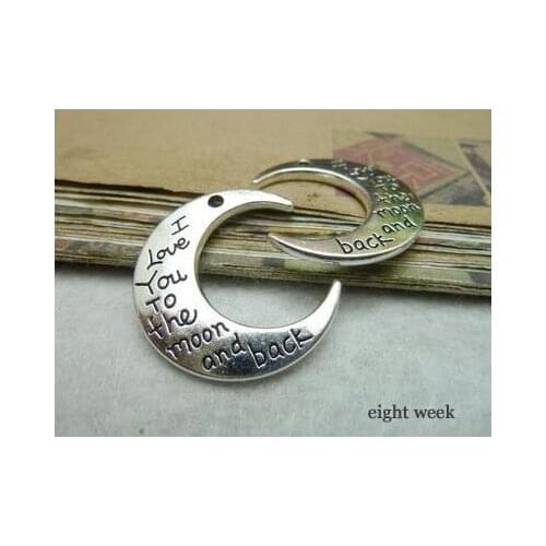 Zinc alloy pendant jewelry accessories diy handmade material charms anti silver The moon 27 * 30 mm