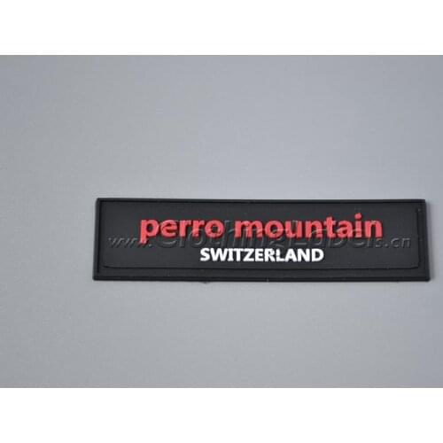 Custom PVC labels, embossed logo, groove line for sew in fabric, low MOQ, high quality