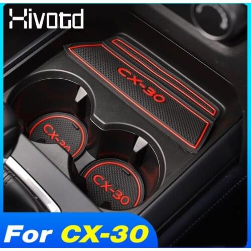 Hivotd Door Groove Mat Gate Slot Cup Pad Anti-Slip Interior Decoration Accessories Rubber Coaster For Mazda CX-30 CX30 2020 2021