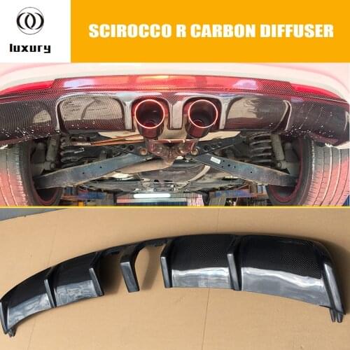 Scirocco Carbon Fiber Rear Bumper Lip Diffuser for Scirocco R R20 2009 - 2014 Auto Racing Car Front bumper Lip Spoiler