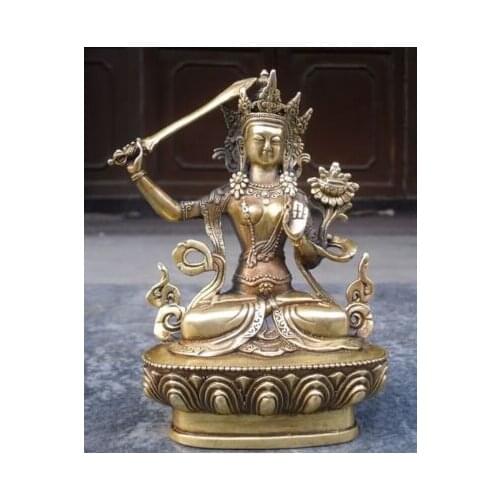 Tibetan Buddhist bronze MANJUSHRI buddha statue 14 cm