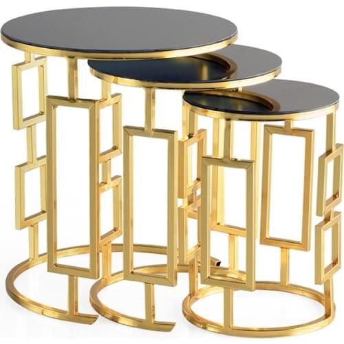 Modern Sitka Triple Zigon coffee table Gold Plated Bronze Glass coffee tables table basse furniture living room table