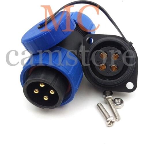 SP21 Nylon Assembly Screw Fixing waterproof connector 4 pin plug and socket, auto electrical waterproof 4 pin connectors