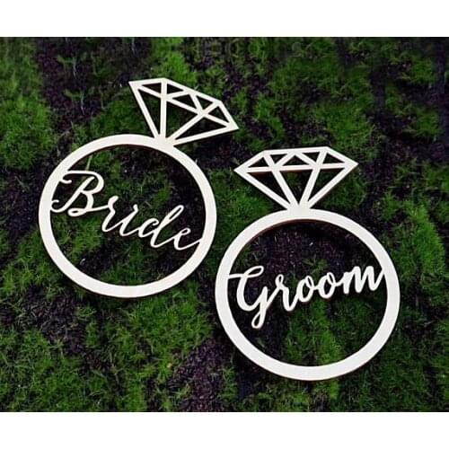 Bride & Groom Wedding Wooden Chair Sign, Table Sign, Wedding Reception Decor, Wood Wedding Reception Chair Signs, Set Wedding