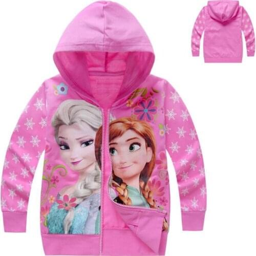 Kids Autumn Clothes Frozen Elsa Anna Printed Zipper Hooded Sweatshirts Cute Little Girls Outfits Spring Hoodies Children Costume