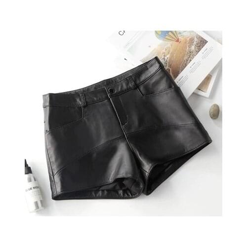 Top brand Wide-leg Sheepskin Mid-rise Shorts high quality