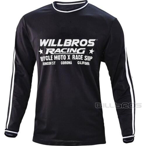 Willbros Super Retro Jersey Motorbike Motocross Long Sleeve MTB ATV Bike Riding Motorcycle Summer T-shirt