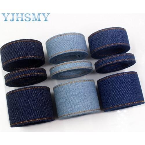 YJHSMY I-19218-373,5yards 3/8''1''1-1/2" double-sided jumper denim fabric tape crafts bow cap accessories and decorations