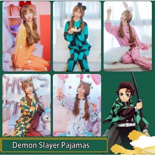 Anime Demon Slayer pajamas Cosplay Kamado Tanjirou Kamado Nezuko Agatsuma Zenitsu Kochou Shinobu Tomioka Giyuu Women night-robe