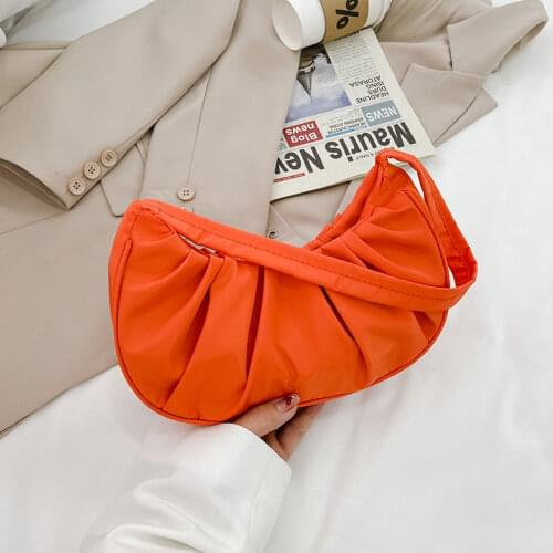 WomenS Pleated Cloud Bag Nylon Orange Green White Small Purses And Handbags 2021 Hit Fashion Female Shoulder Armpit Bags
