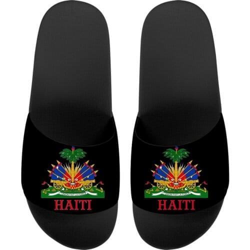 WHEREISART Haiti Flag Print Women Slides Slipper Summer Woman Sandals Flat Shoes Casual Female Home Flip Flops Zapatos de Mujer