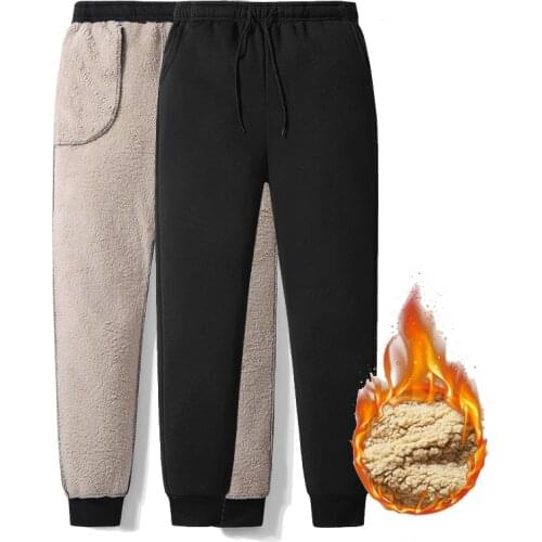 Winter Mens Thicken Sweatpants Plus Velvet Lined Trousers Slim Large Size Cashmere Warm Pants Solid Sports Jogges Pants M-5XL