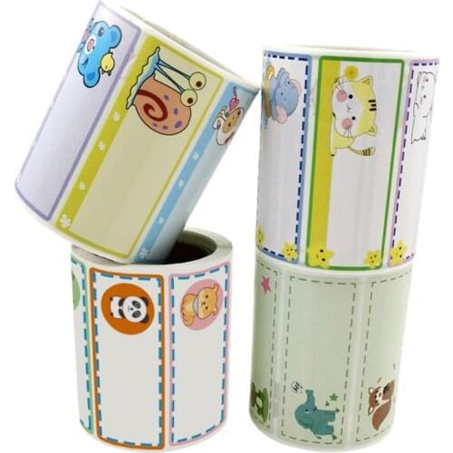 1 *2.5inch 250 Pcs/Roll Cute Cartoon Animal Adhesive Stickers for Handwriting Childrens Names ,Kitchen Refrigerator Food Labels