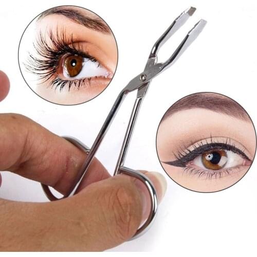 New Scissors Flat Tip Eyebrow Extension Tweezer Clamp Plier Eyebrows Clipper Stainless Steel Eyelash Hair Remove Epilating 1Pc