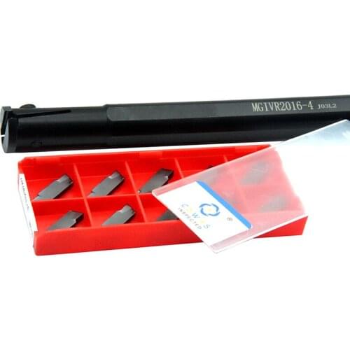 10PCS MGMN400 PC9030 High quality Carbide Inserts + 1PC MGIVR2016 4 Right Grooving Tool Holder Parting Plate CNC Lathe Tool Set