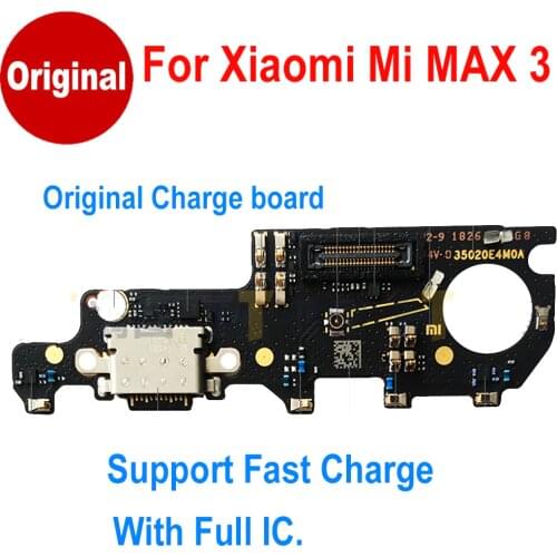 100% Original Charge board For Xiaomi Mi MAX3 MAX 3 Microphone USB Plug Fast Charging Port Charge Board Flex Cable Full IC