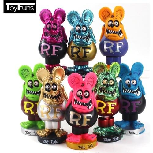 18CM 8 Colors Anime Animal Crazy Mouse Rat Fink PVC Actio Figure Collection Model Car Decoration Toys Gifts Brinquedos
