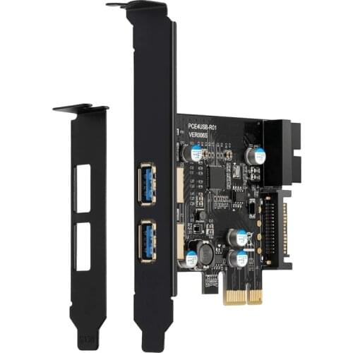 PCI-E to USB 3.0 2-Port Expansion Card, with 15-Pin SATA Power Connector and 19-Pin USB3.0 Interface