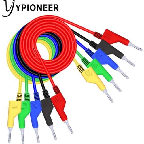 YPioneer P1036 5PCS Stackable Banana to Banana Plug Test Leads Soft Electrical Test Cable Wire for Multimeter 1000V 15A