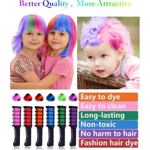 6 Colors Disposable Temporary Dye Stick Mini Hair Dye Comb Hair Dye Chalk Hair Coloring Products Hair Color Comb