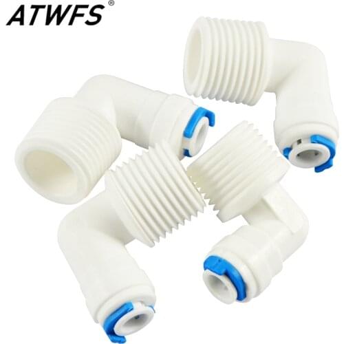 ATWFS 2pcs Newest Water Connect 1/4 inch OD Tube * 1/2" Male Thread Connector Elbow Pipe RO Water System Aquarium Filter Parts