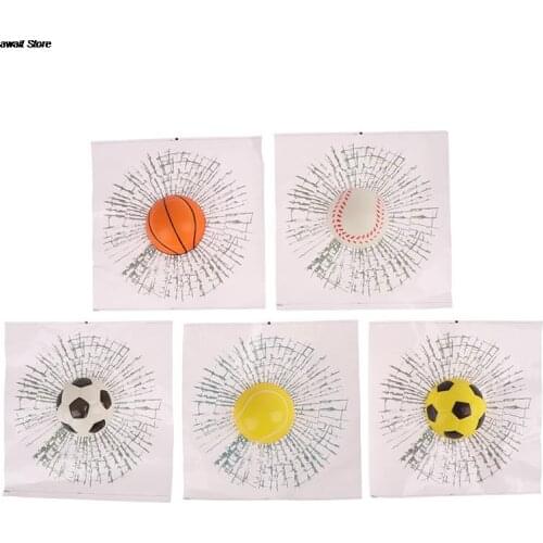 Car Styling Baseball Football Tennis Stereo Broken Glass 3D Sticker Car Window Ball Hits Self Adhesive Decal Car Stickers