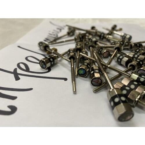 Free shipping round dot abalone 5pcs cello Bow Screw and Eye, Nickel/Silver Mount 4/4 cello parts