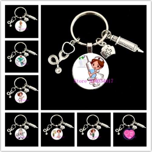 Cute Medical Kechain with Love Heart Angel Key Ring Personality Jewelry Thanksgiving Gift Key Holder for Nurse and Doctor