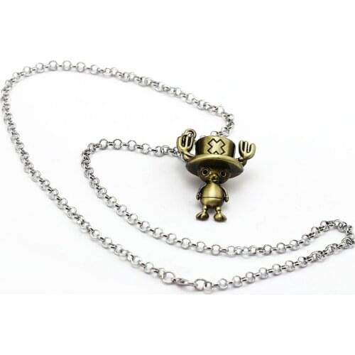 Anime Jewelry One Piece Necklace Figure Model Tony Chopper Pendant Fashion Link Chain Necklaces Women Men Gifts