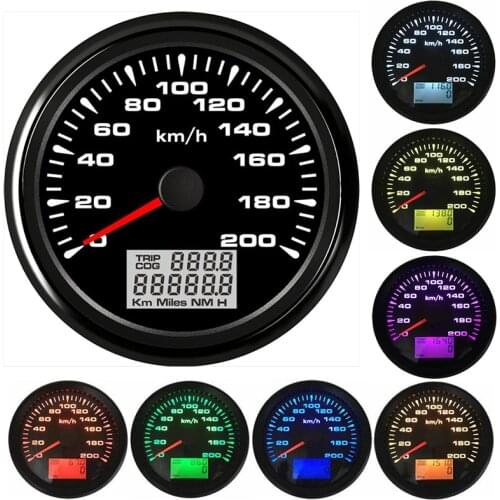 7 color backlit Digital GPS Speedometer 200 Km/h For Boat Marine Auto Speed Meter Gauge 9~32V