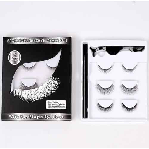 Glue Free Magic Eyeliner 3D Lashes Magnetic Eyelashes Eyeliner Magnetic Lashes Short False Lashes Lasting Handmade Eyelash Tool