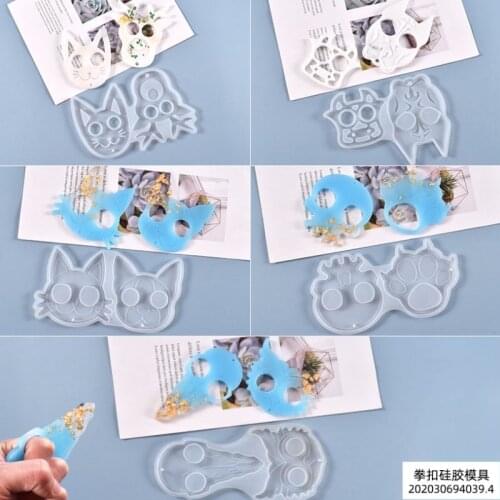 Cartton Epoxy Resin Silicone Mold Cat Fist Buckles Animal Mold DIY Pendant Casting Mould Resin Crafts Making Jewelry