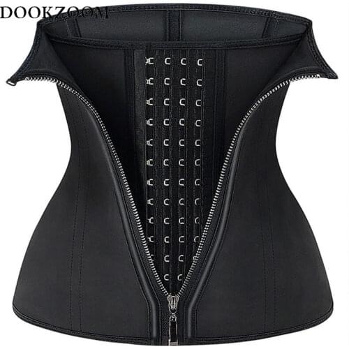 Latex Waist Trainer Corset Body Waist Shaper Shapewear Slimming Belt Sheath Hourglass Cincher Bold Steel Boned Zipper Hooks Wrap