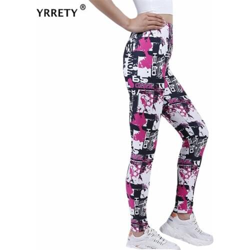 YRRETY High Waist Leggings Fitness Pants Push Up Running Women Stretch Breathable Quick-Drying Rose White Letters Print Bottom