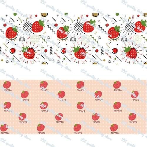 75mm Tomatoes strawberry grosgrain printed ribbon 10/25/50 yards a set DIY Art Handmade Materials Ribbons and diy bows tape