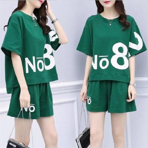 Letter Print Summer t Shirt Set Short Sleeve Crop Top + Shorts Sweat Suits Women Tracksuit Two Piece Outfits Summer Girl Set