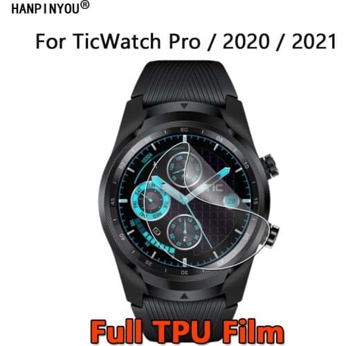 10Pcs For TicWatch Pro / 2021 / 2020 4G LTE / BlueTooth BLE Clear Full Cover Soft TPU Hydrogel Film Screen Protector -Not Glass
