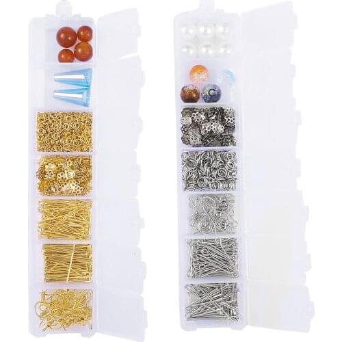 Jewelry Findings Tool Set Open Jump Ring/Lobster clasp/Tail Chain/Clip buckle/Beads Kit/Earring hooks for DIY Jewelry Making