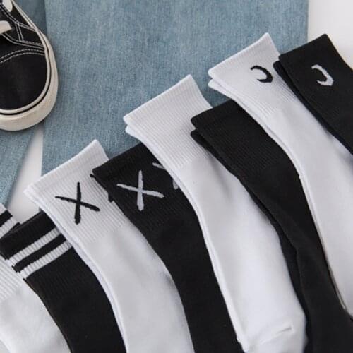 Striped cute socks hip hop calcetines mujer kawaii white black meias street style chaussette fashion women cotton sport sokken