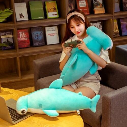 58cm 75cm New Style Blue Flat Shark Plush Toys Big Fish Cloth Doll Whale Stuffed Plush Sea Animals Children Kids Birthday Gift