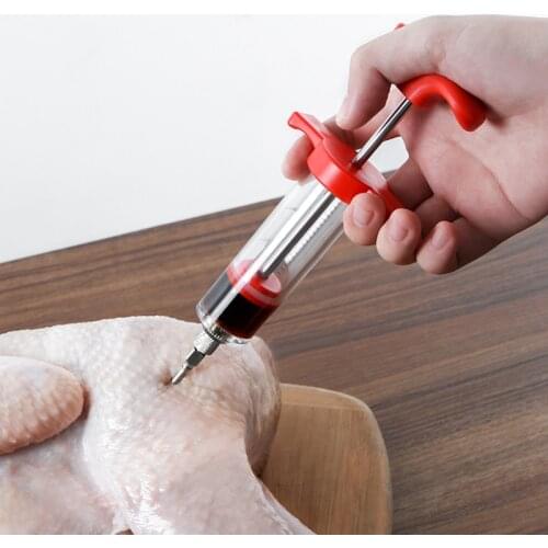 Plastic Marinade Injector Sauces Syringes with Screw-on Meat Needle for Turkey Smoked BBQ Grill Marinade Injector Kit Meat Tools