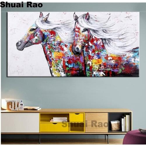Full drill diamond Embroidery Abstract Color Horses DIY Diamond Embroidery Cross stitch 5D Rhinestone Home Decoration hobby gift