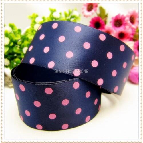 Rose Dots Print Stain Ribbon 1-1/2'' (38mm) Wide x 10-Yards , Crafts, Hair Bows, Gift Wrapping, Wedding Party Decorat