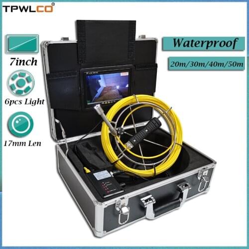 Waterproof 17mm Industrial Pipe Inspection Camera With 6pcs Adjustable LED Lights 20-50m 7inch Pipe Internal Inspection System