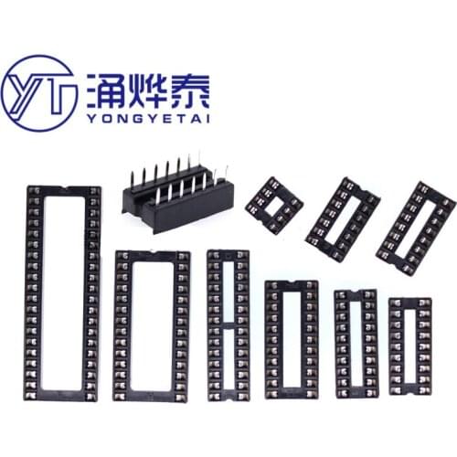 YYT 10PCS IC socket integrated block straight plug DIP microcontroller chip square hole base 8P 14 16 20 24 28 32 40P Pin