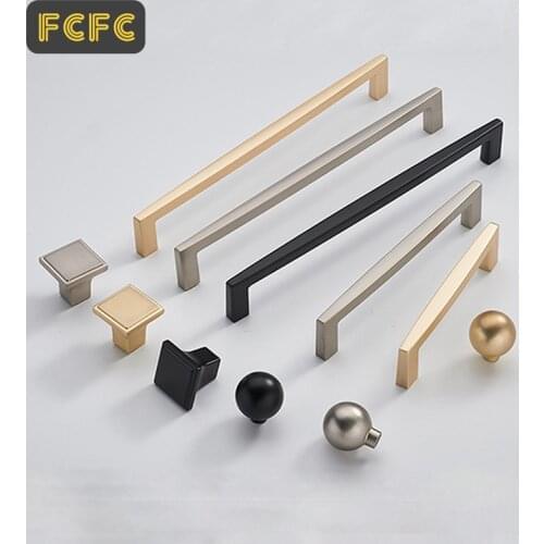 YUTOKO European Style Matte Gold Cabinet Handles Solid Brass Kitchen Cupboard Pulls Drawer Knobs Furniture Handle Hardware