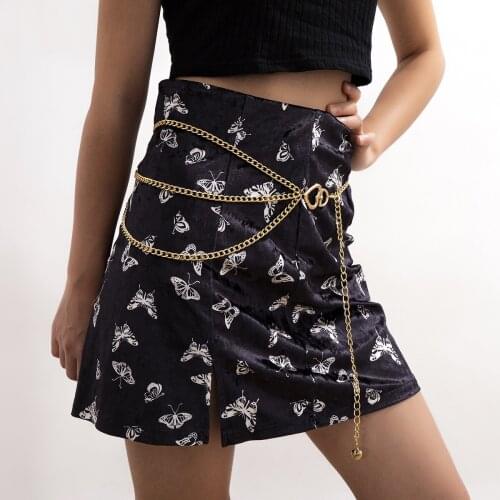 Fashion Gothic heart-shaped tassel waist chain belt body chain womens skirt multi-layer punk belly chain Holiday Beach jewelry