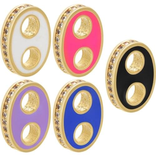 ZHUKOU CZ enamel pig nose earring pendant for women DIY handmade earring making accessories pendant wholesale model:VD824