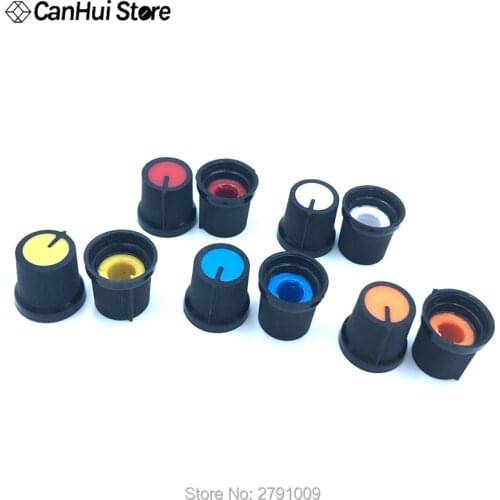 10pcs 5color each 2pcs AG3 Micro Switch Cap WH148 Plastic Knob Plum Handle 15X17mm Handle 6MM Potentiometer Power Amplifier Caps